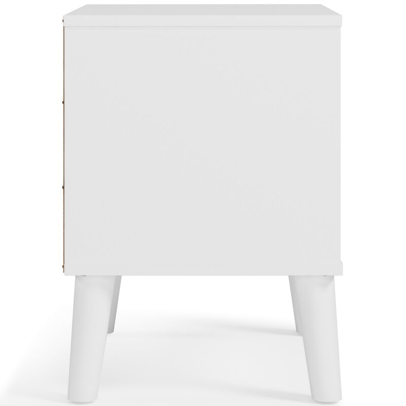 Ella 24 Inch Modern Nightstand, 2 Compartments, Round Knobs, White, Brown - Benzara