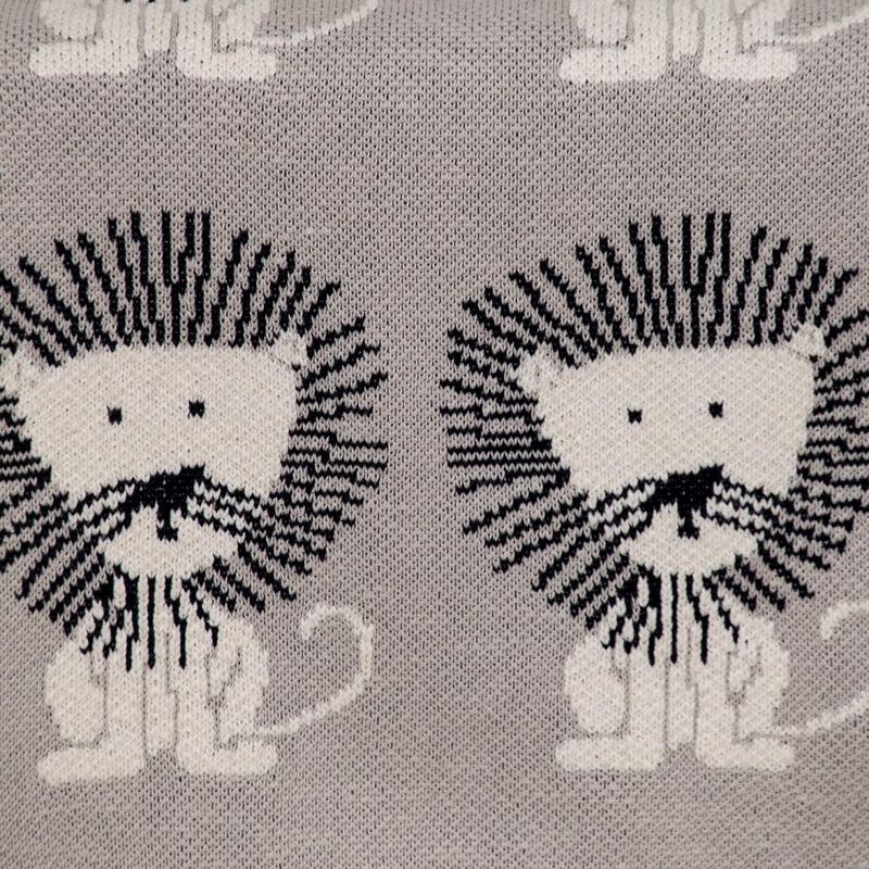 HomeRoots Grey Lots Of Lions Woven Knitted Baby Blanket image number 5