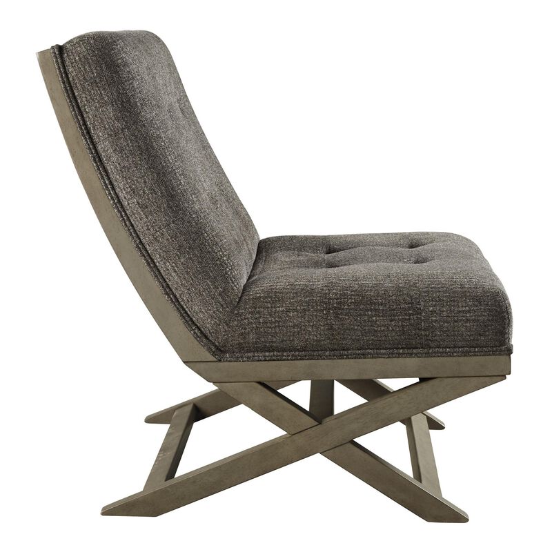 X Frame Base Wooden Accent Chair with Padded Seat and Back