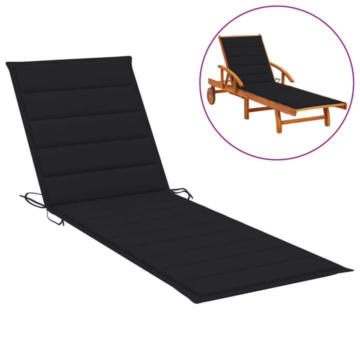 vidaXL Sun Lounger Cushion Black 78.7"x27.6"x1.6" Fabric