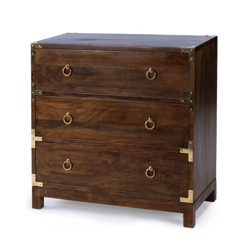 Butler Specialty Forster Campaign 3 Drawer Dresser, Dark Brown