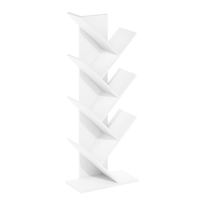 Tree Bookshelf 7-Tier Floor Standing Tree Bookcase, White