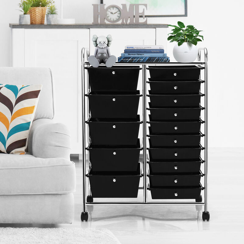 15-Drawer Utility Rolling Cart with Multi-Purpose Storage Drawers image number 5