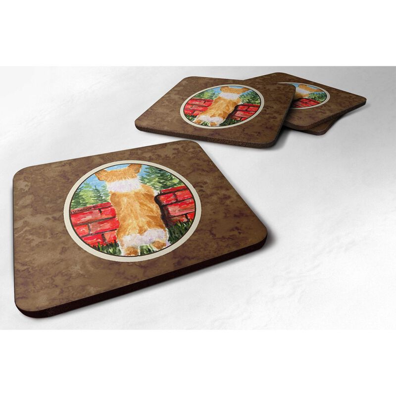 Caroline's Treasures SS8870FC Corgi Foam Coasters (Set of 4), 3.5 H x 3.5 W, Multicolor