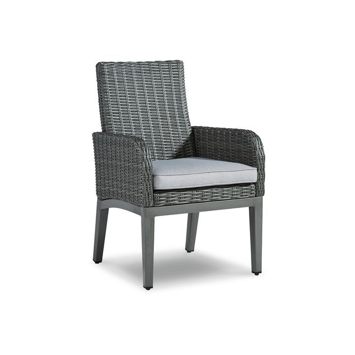 Asp 25 Inch Outdoor Armchair, Aluminum Frame, Gray Polyester Upholstery-Benzara