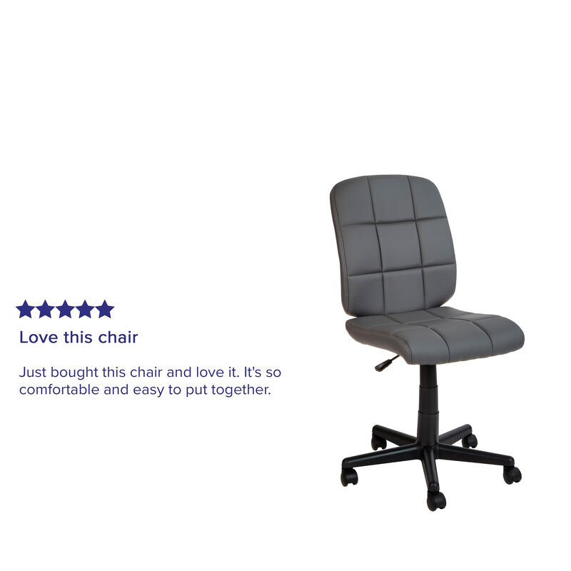 Clayton Mid-Back Quilted Vinyl Swivel Task Office Chair image number 2