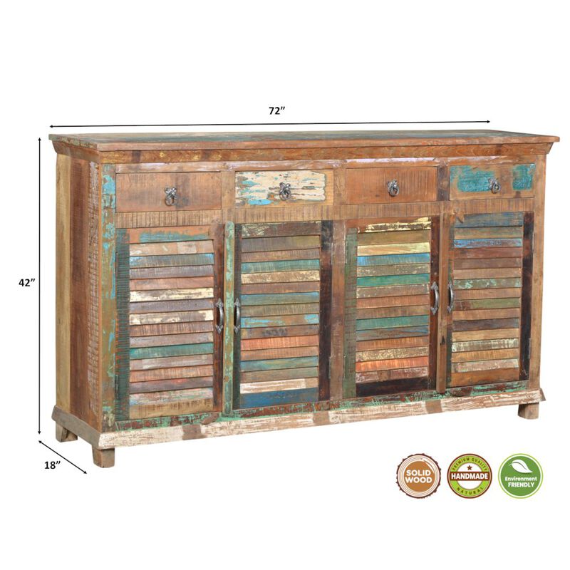 Taran Designs Prescott 4-drawer 4-door Shutter Solid Wood Sideboard