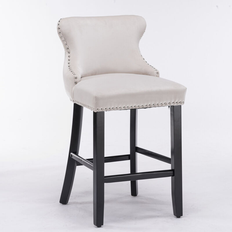 Streamdale Velvet Wingback Bar Stools with Button Tufted Decoration, Set of 2 image number 2