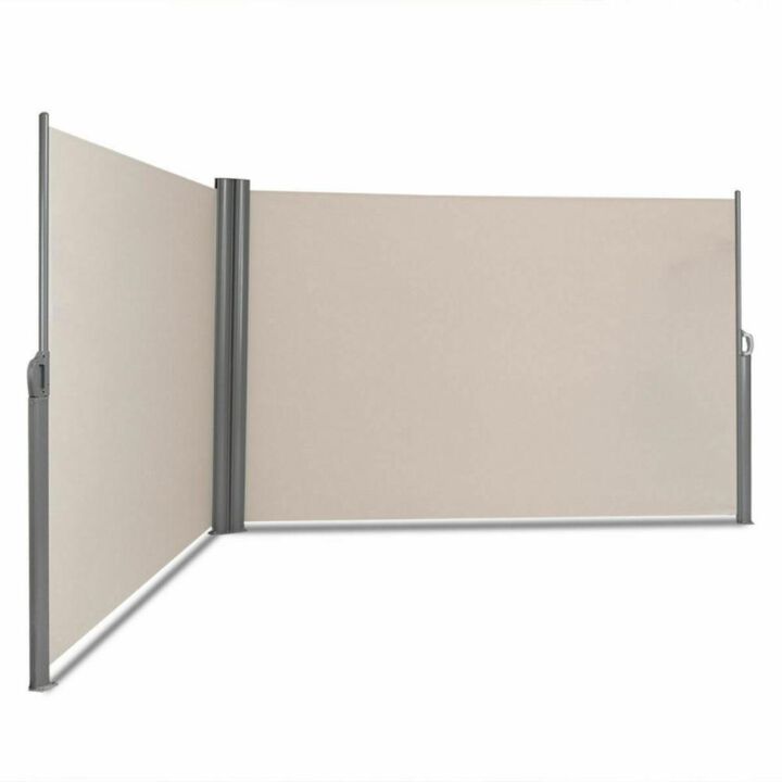 Hivvago 237 x 71 Inch Patio Retractable Double Folding Side Awning Screen Divider