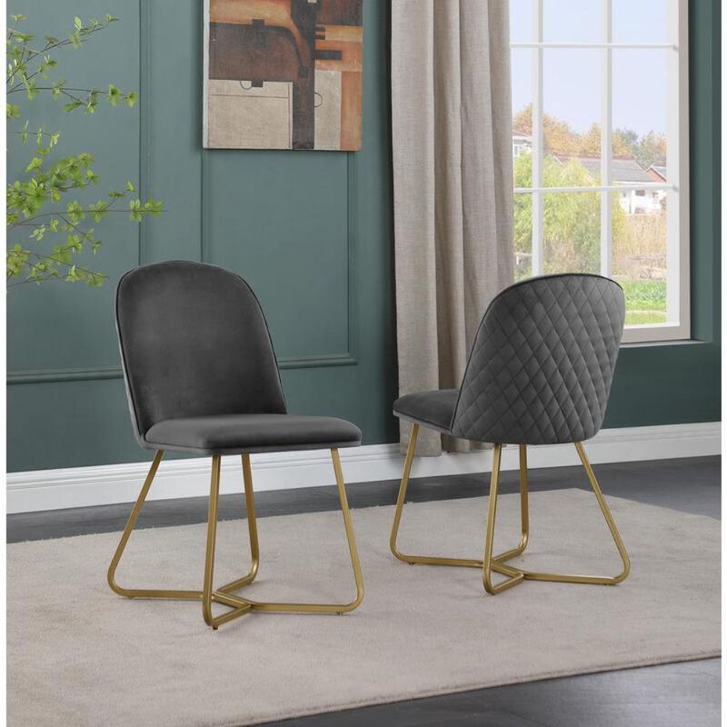 Dark Grey velvet side chairs - Set of 2