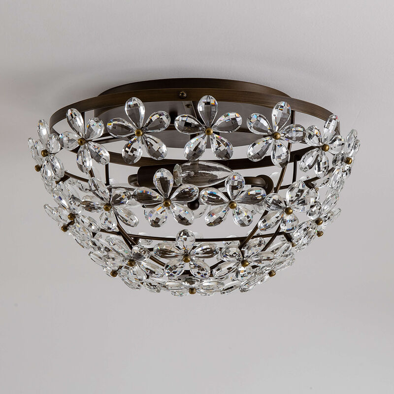 Amila 3-Light Bronze Glam Daisy Flower Crystal Blossom Flush Mount image number 6