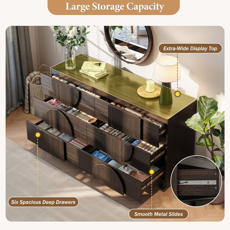 Nugick 6 Drawer Dresser for Bedroom image number 3