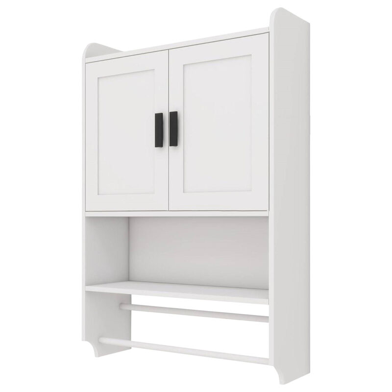 Space-Saving Wall Bathroom Cabinet with Towel Rack & Storage Shelf