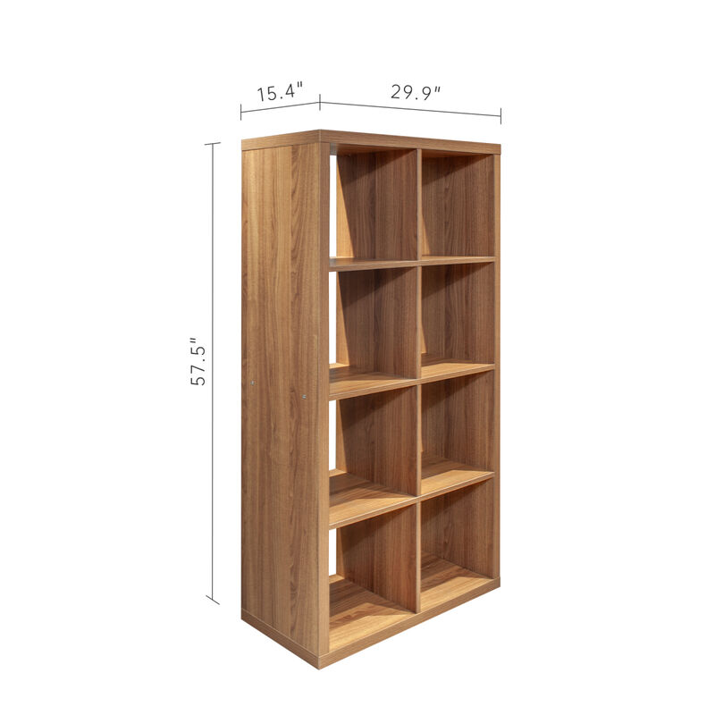 Streamdale 8-Cube Organizer Storage Bookcase, Walnut Color