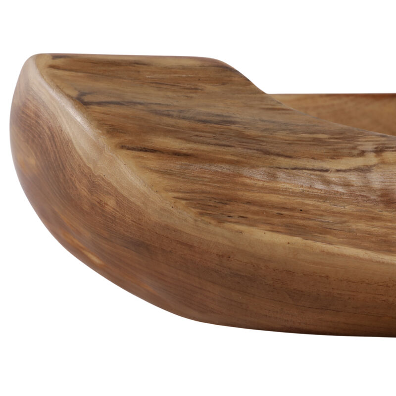 24x4" Teak Wood Low Bowl, Natural image number 4