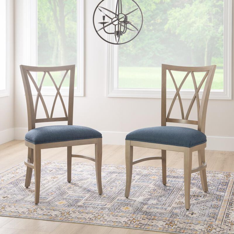 Linon Andes Chair Nat Blue Set Of 2