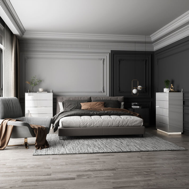 High Gloss White Wood 5-Drawer Chest of Drawers Storage Organizer With LED Lights (31.5 in. W x 42.6 in. H x 15.7 in. D)