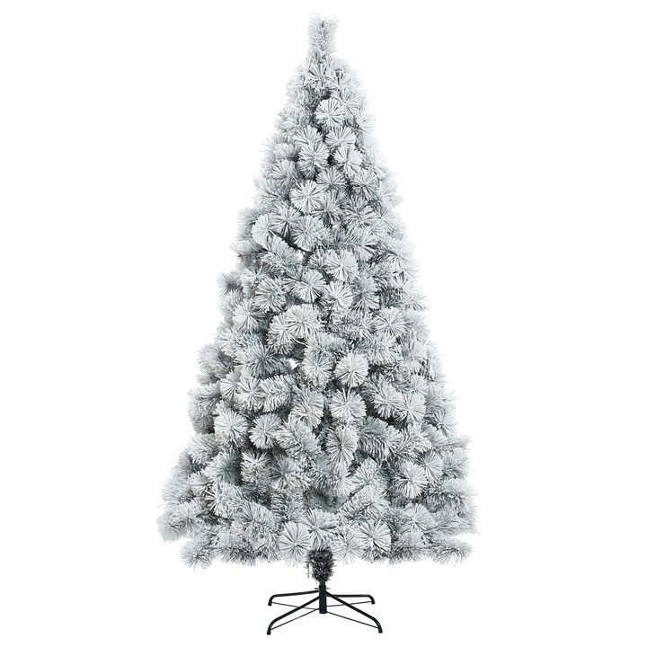 LuxenHome 7.7Ft Full Artificial Snow-Flocked Christmas Tree