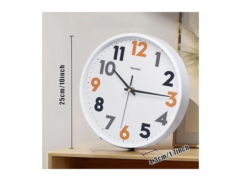 Minimalist Stylish White Wall Clock 10 Inch Silent Non Ticking Easy Read Modern image number 1
