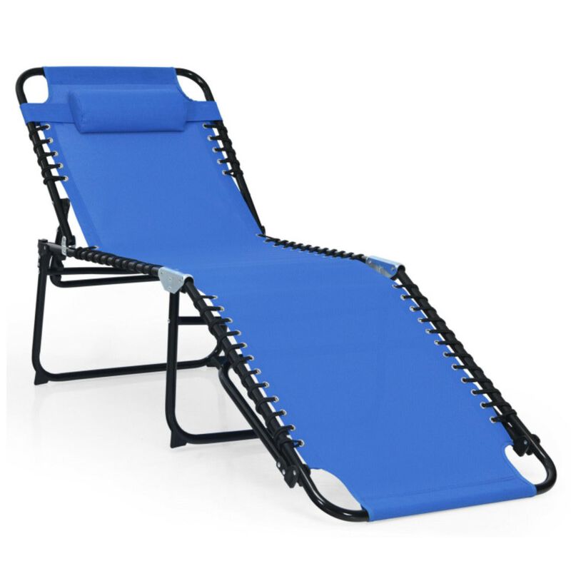 Hivvago Patio Foldable Recline Lounge Chair with Adjustable Backrest and Footrest