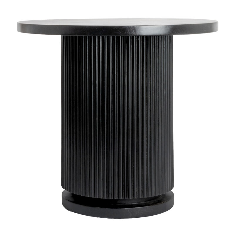 Round Mango Wood Pedestal Side Table with Ribbed Base image number 1
