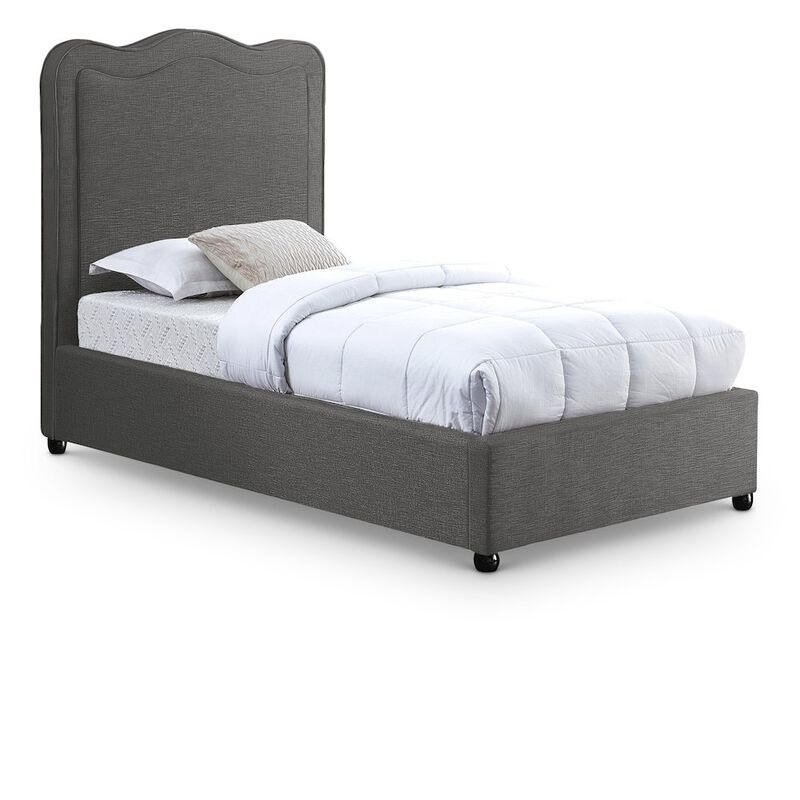 Meridian Furniture Felix Grey Linen Textured Fabric Twin Bed