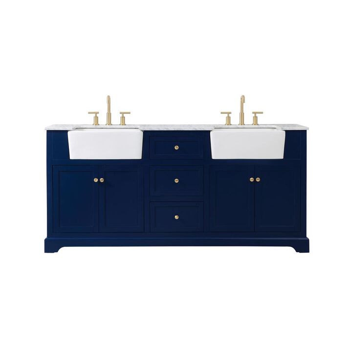 Elegant Kitchen and Bath 72 inch double bathroom vanity in blue