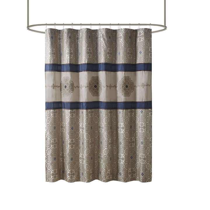 Gracie Mills Kurtis Medallion Jacquard Embroidered Shower Curtain