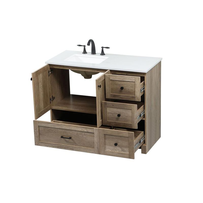 Elegant Kitchen and Bath 42 inch Single bathroom vanity in natural oak