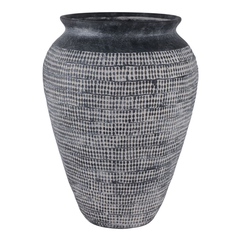 16x12" Textured Stoneware Vase, Black image number 2