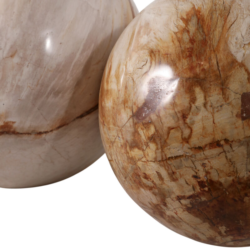 S/2 5/6" Petrified Wood Orbs, Ivory image number 5