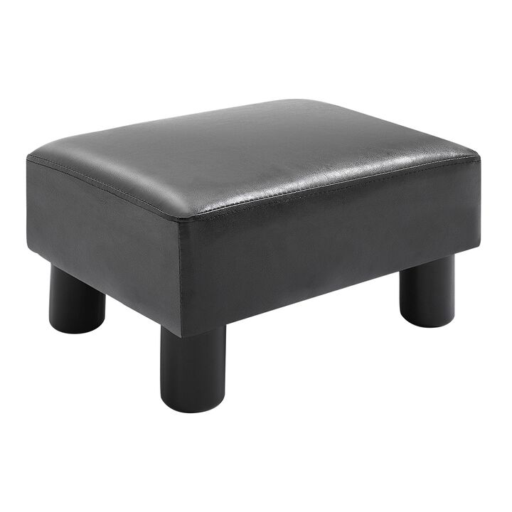 Ebony Relaxation: Padded Black Rectangular Ottoman for Living Spaces