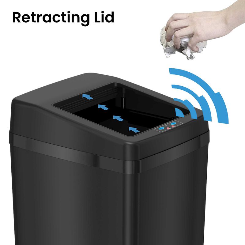 iTouchless 14 Gallon Black Sliding Lid Sensor Trash Can