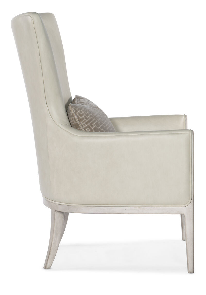 Kyndall Club Chair in White with Accent Pillow
