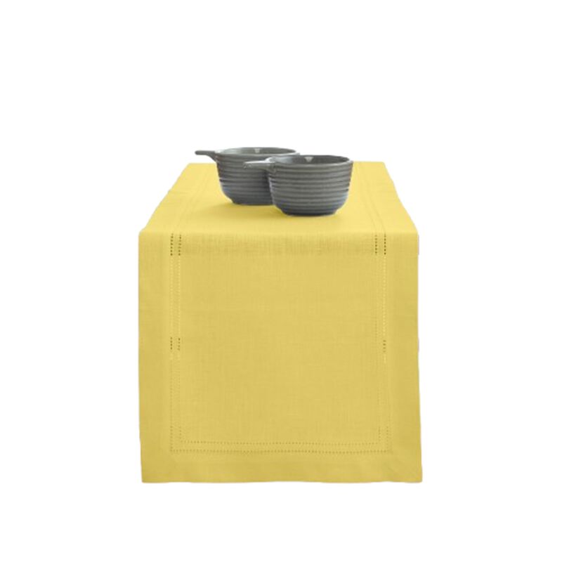 Solino Home 100% Pure Linen Table Runner - Linen Double Hemstitch