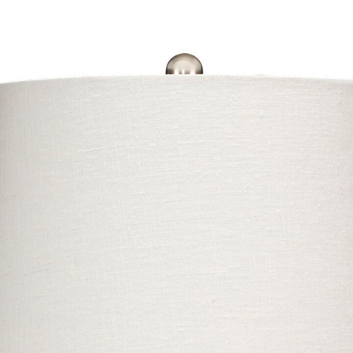 Cape 22 Inch Contemporary Rattan Table Lamp, Hand Woven, Linen Shade, Brown - Benzara