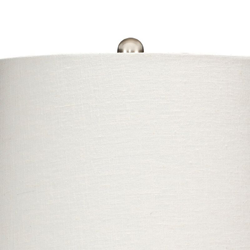 Cape 22 Inch Contemporary Rattan Table Lamp, Hand Woven, Linen Shade, Brown - Benzara