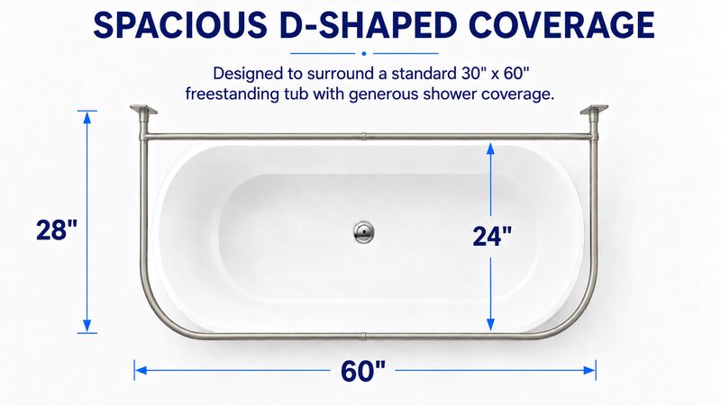 Signature Aluminum Series Freestanding Tub Shower Curtain Rod image number 3