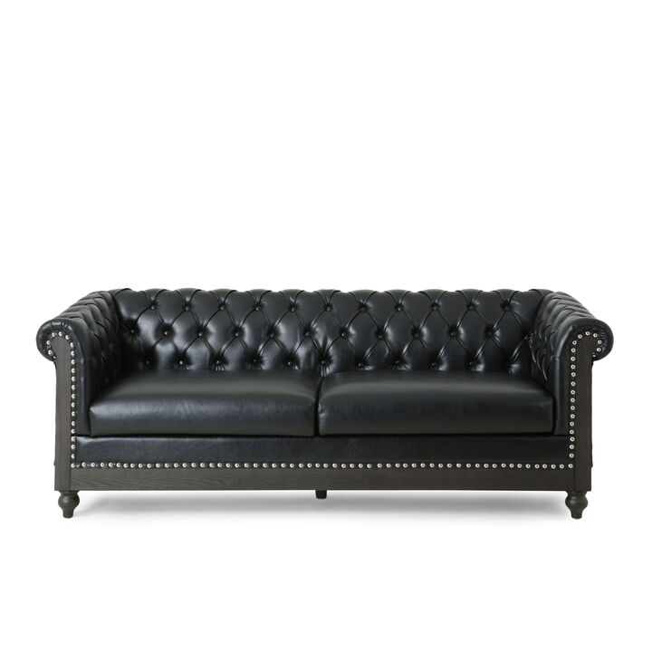 Merax Mirod Comfy 3-Seat Sofa with Wooden Legs, Retro Style for Living Room and Study Sofa