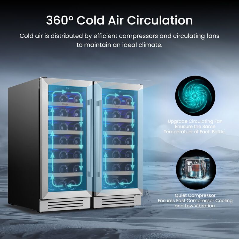 15 inch Wine Cooler Refrigerator with 33-Bottle, Built-In/Freestanding for Home Bar, Stainless Steel &ndash; 2 Units Combo image number 4