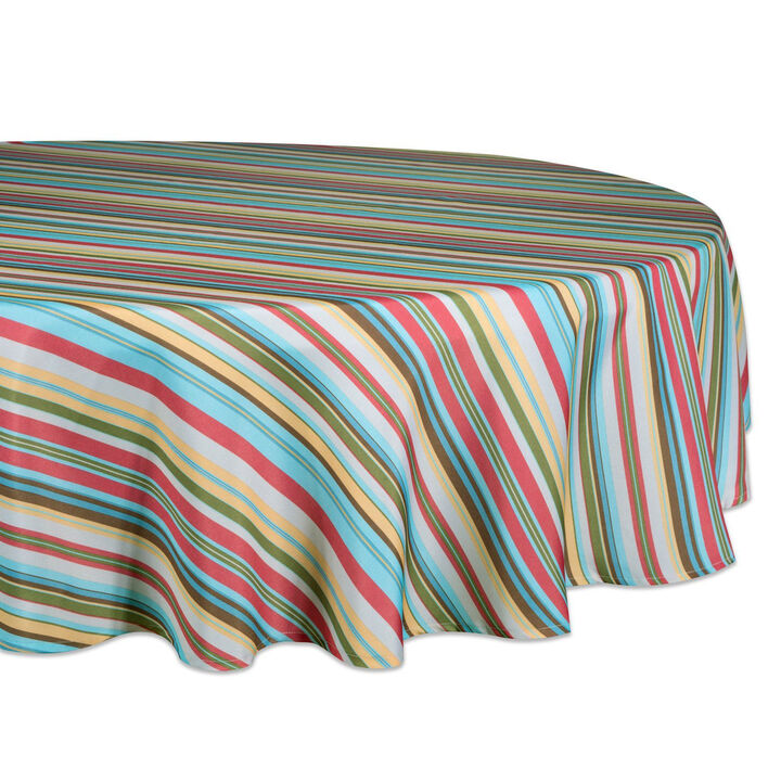 Vibrantly Colored Summer Striped Pattern Outdoor Round Tablecloth 60”