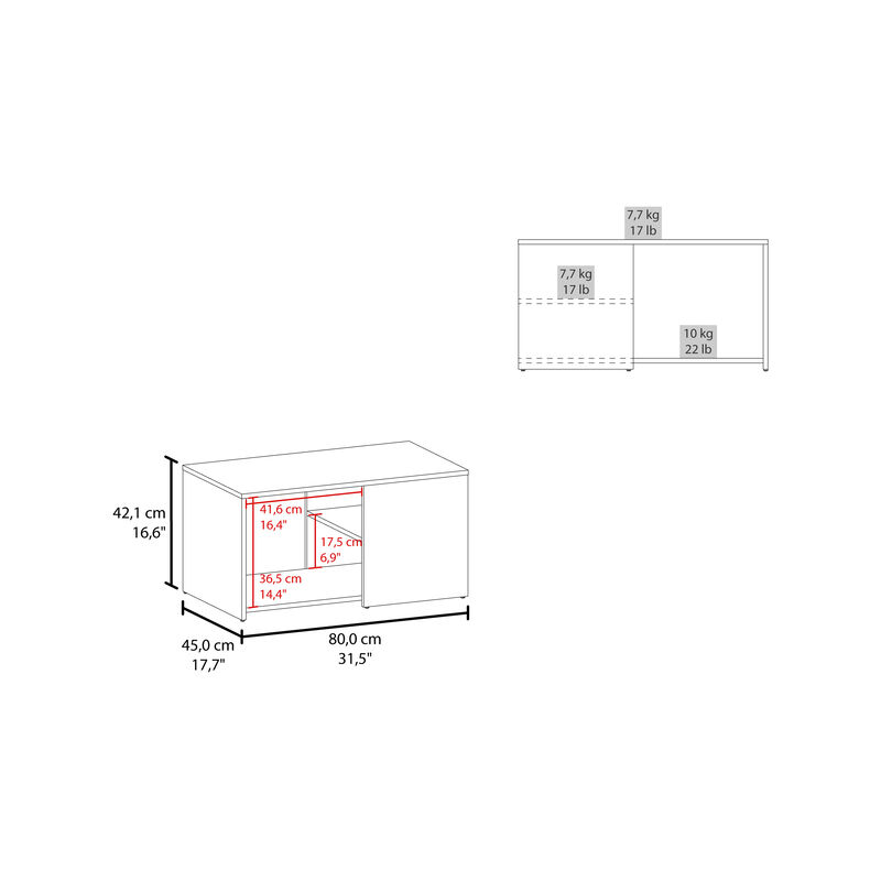 Faison Coffee Table, 2 Shelves, White / Natural Oak