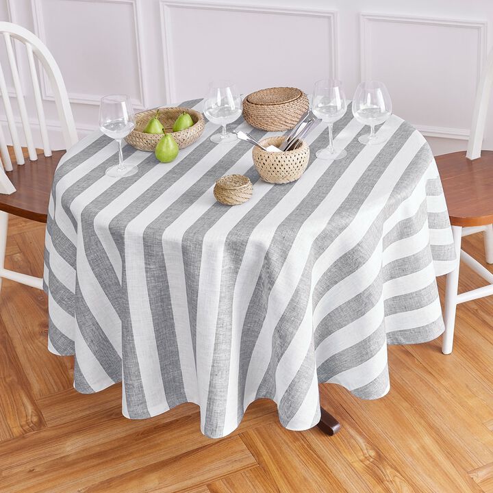 Linen Round Tablecloth - Cabana Stripe