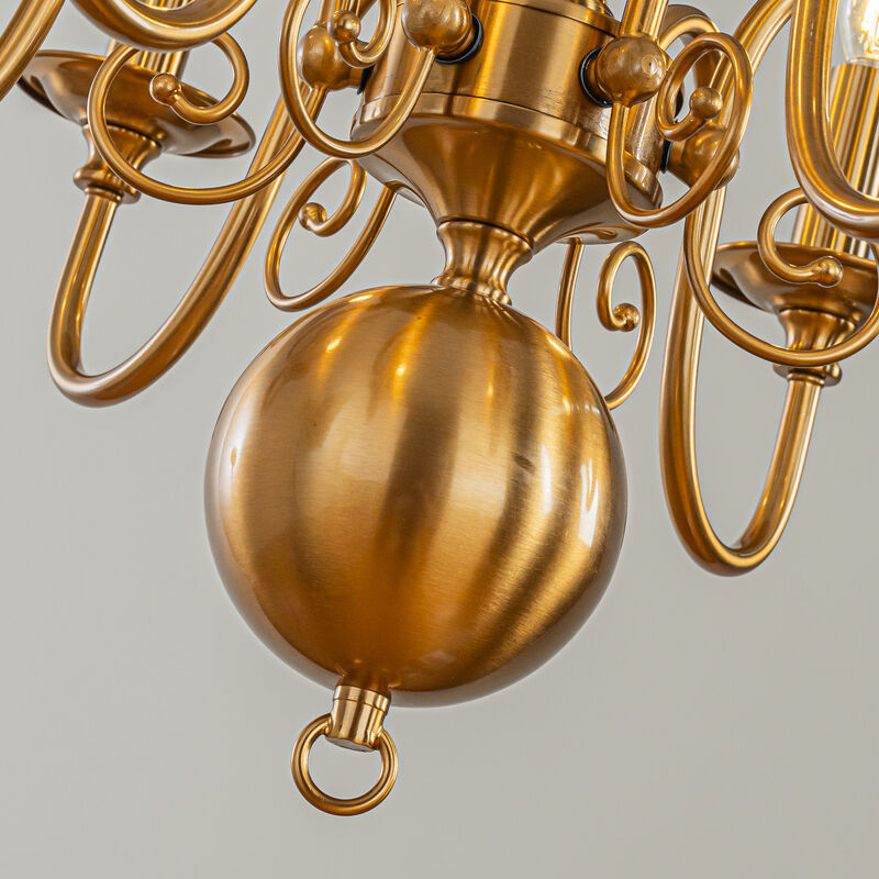 Antique Brass Chandelier French Country Candle Style Pendant Light  for Dining Room image number 4