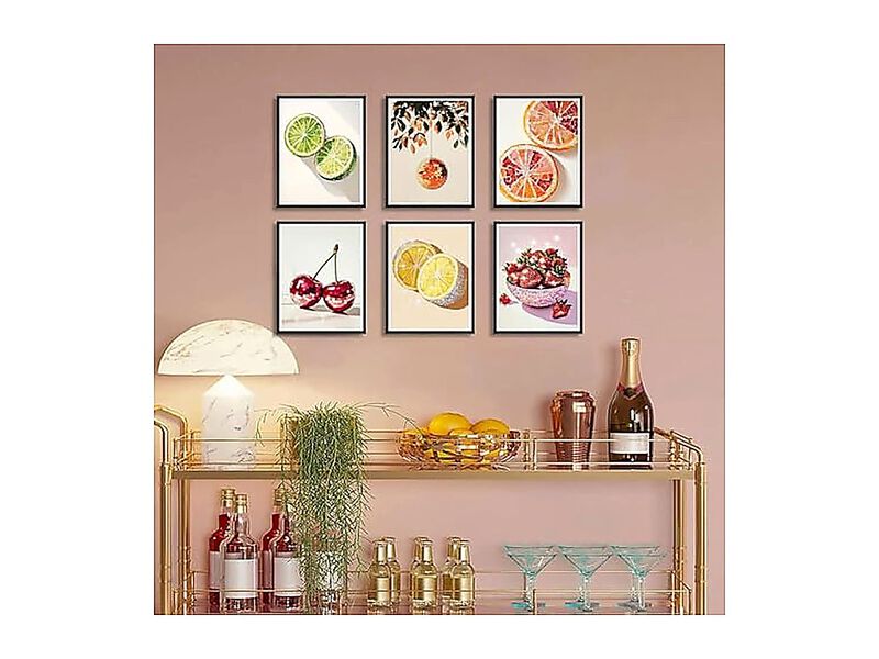 6 Pack Disco Fruit Wall Art Funky Oranges Strawberry Cherry Decor Trendy Preppy image number 2