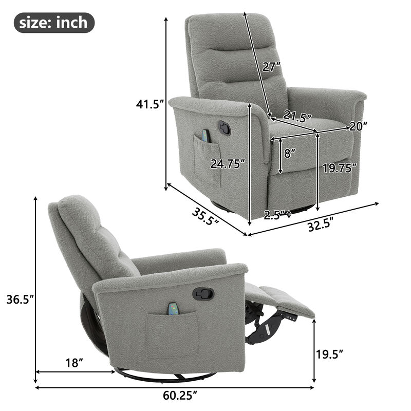 Merax Manual Massage Recliner Chair with 270&deg; Swivel & Rocking Function Recliners image number 3