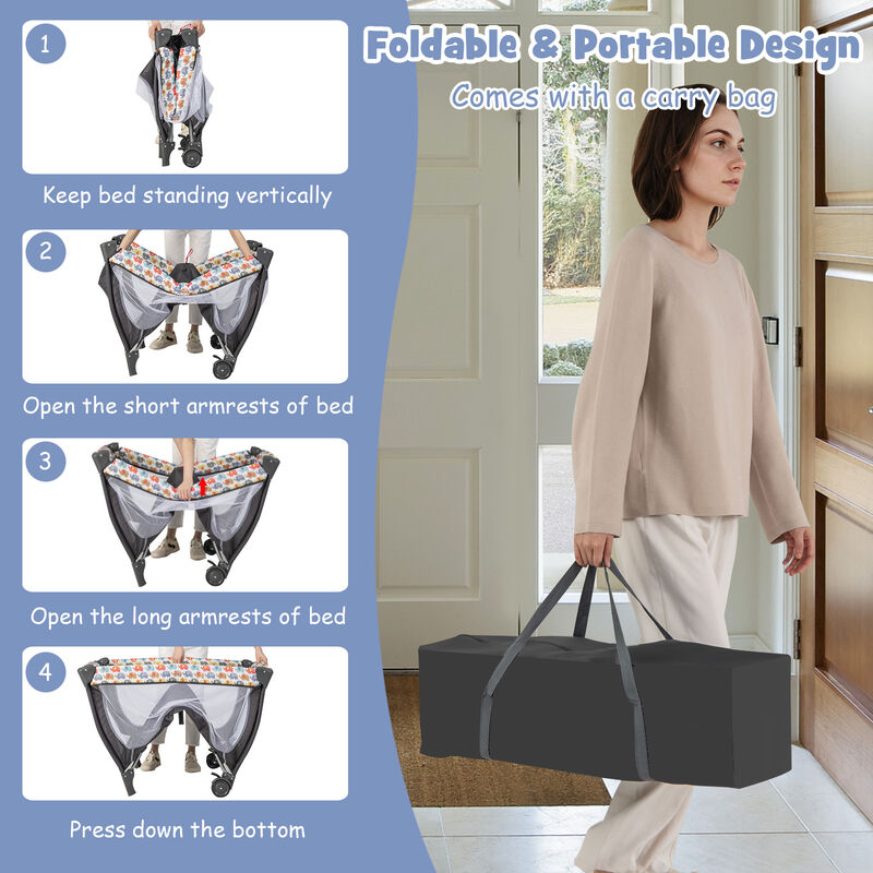 Multi-Function Baby Nursery Center – Bassinet, Changing Table, Music Box & Net