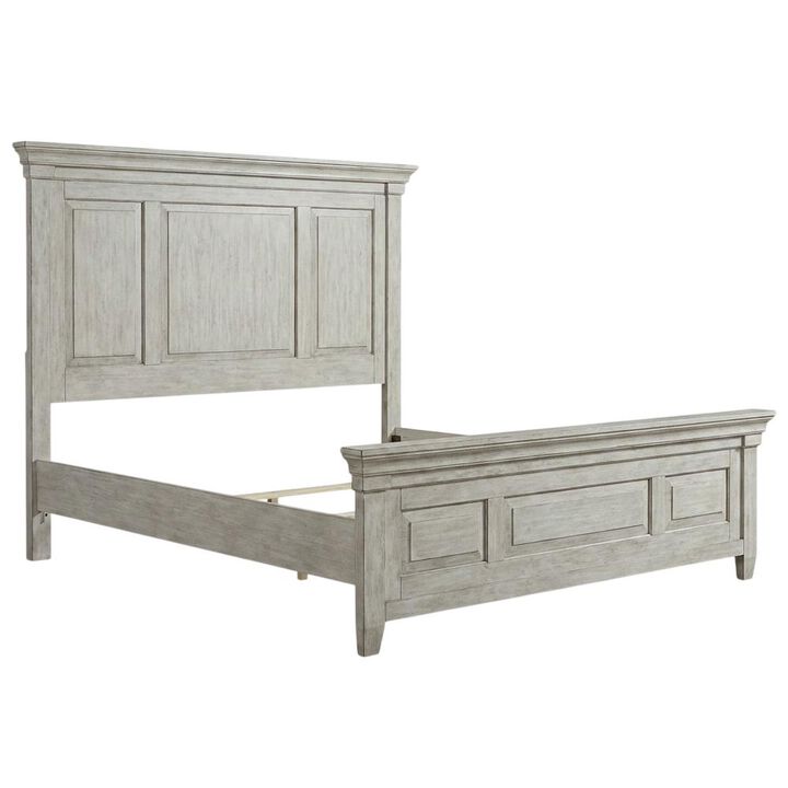 Liberty Furniture Queen Panel Bed, Dresser & Mirror, Night Stand - Antique White w/ Tobacco Tops