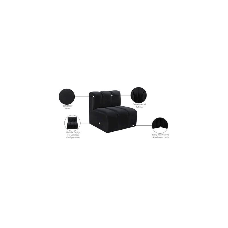 Meridian Furniture Arc Black Velvet Straight Chair