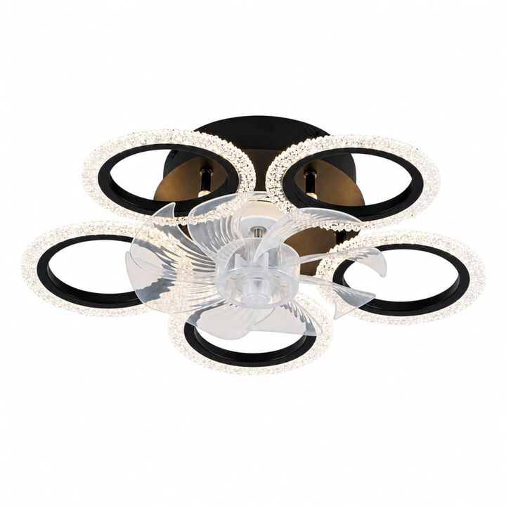 ELEMENT ACE Low Profile Flush Mount Ceiling Fan with Lights, Remote, 6 Speeds, 3 Light Colors, Reversible Motor for Indoor Use